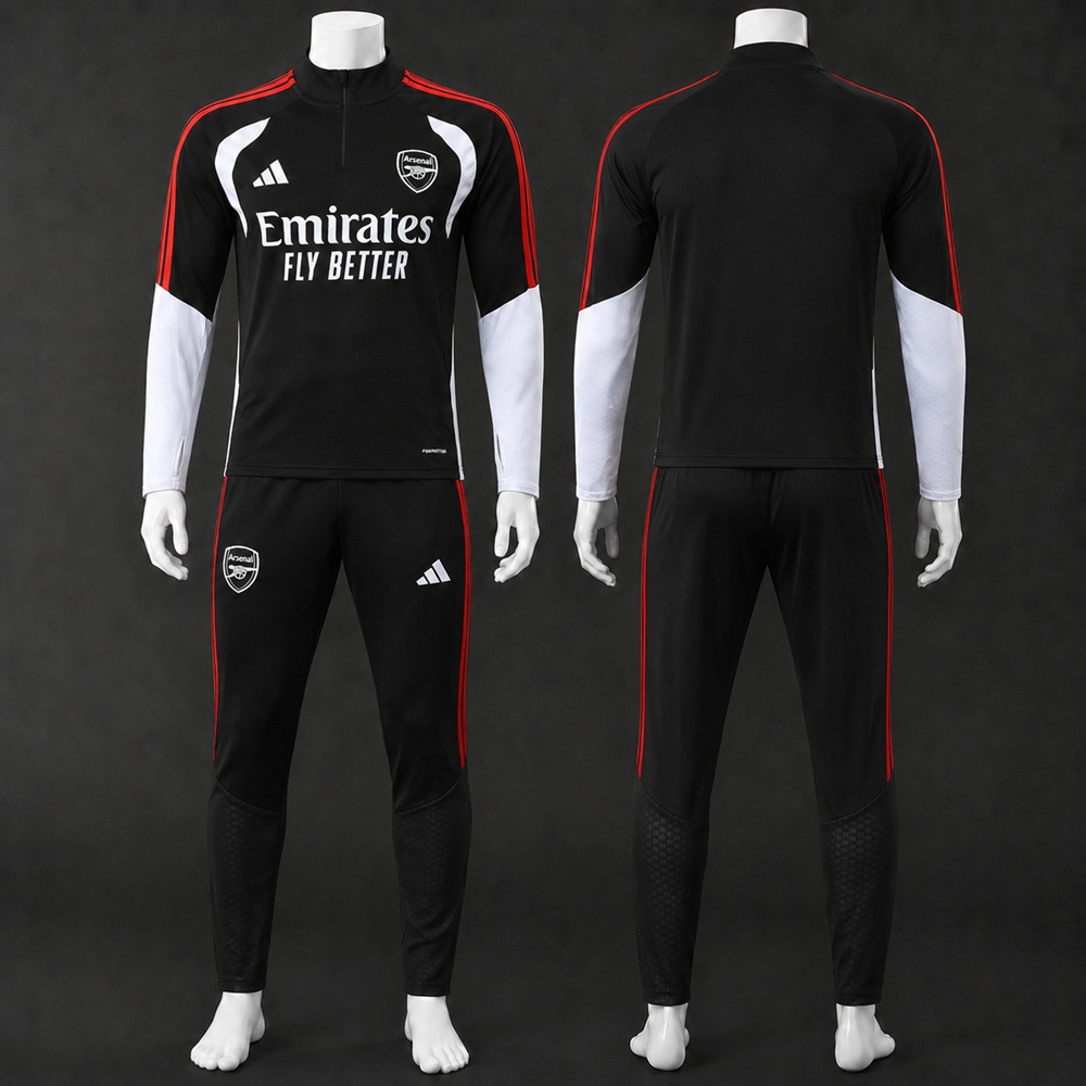 Arsenal 26/27 Black White Half Zip Tracksuit