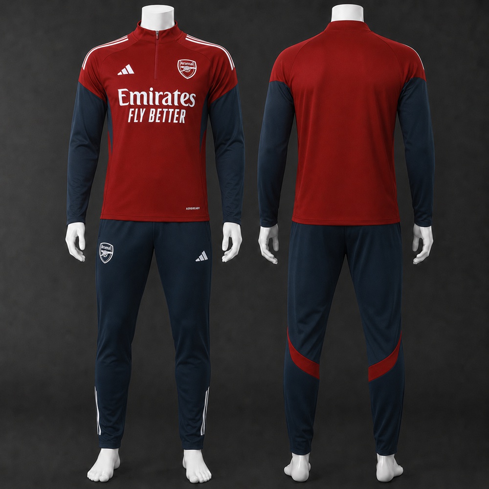 Arsenal 25/26 Red Navy Half Zip Tracksuit