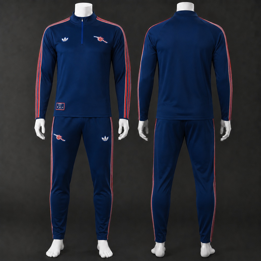 Arsenal 25/26 Red Black White Half Zip Tracksuit
