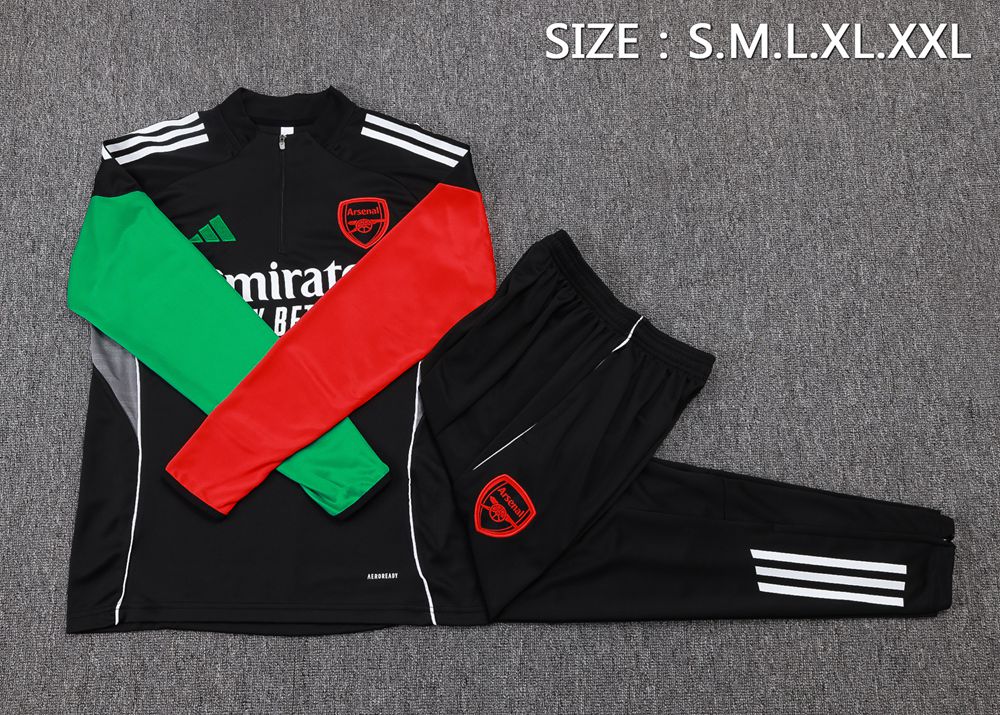 Arsenal 25/26 Black Red Green Half Zip Tracksuit Foto 2