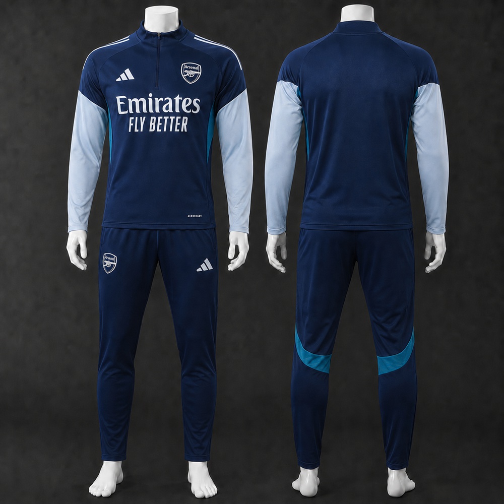 Arsenal 25/26 Navy Light Blue Half Zip Tracksuit