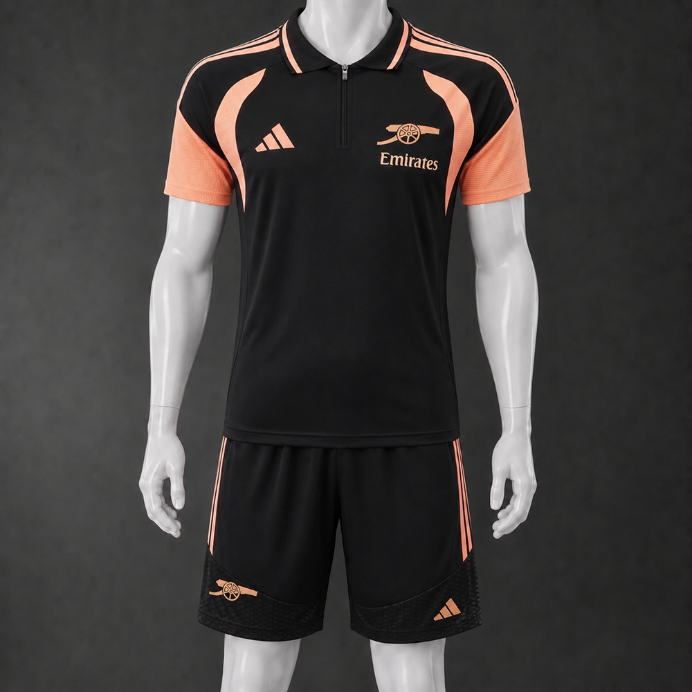 Arsenal 26/27 Black Peach Polo/Pants Kit