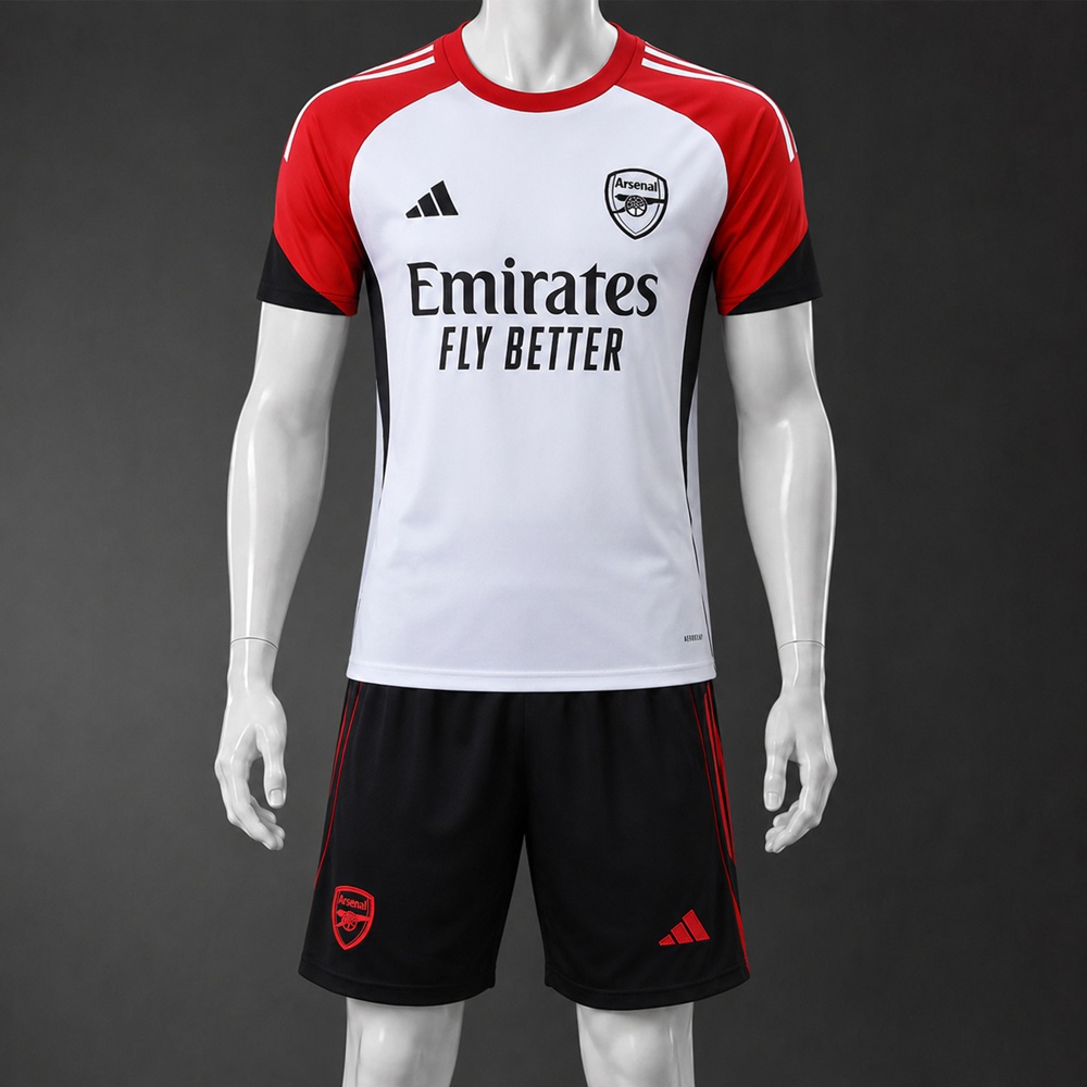Arsenal 25/26 White Red Short Sleeve Short Set