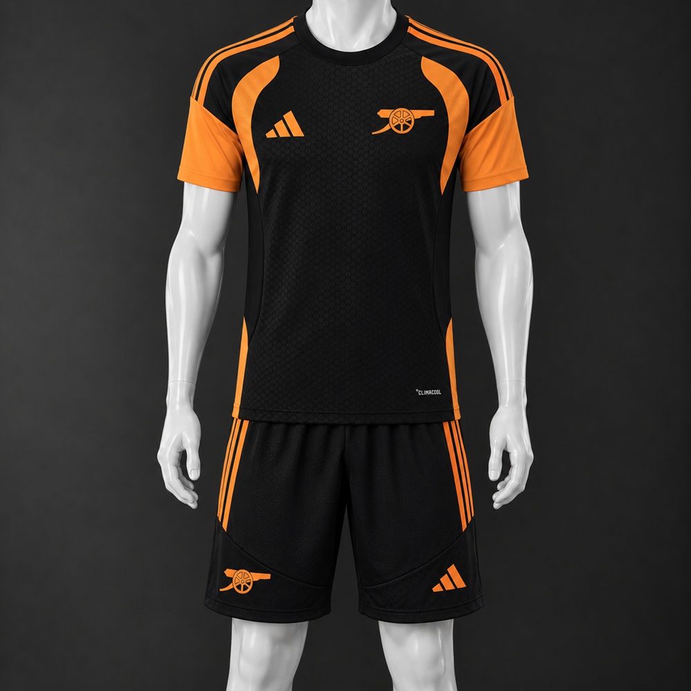 Arsenal 26/27 Black Orange Short-Sleeve Shorts Set