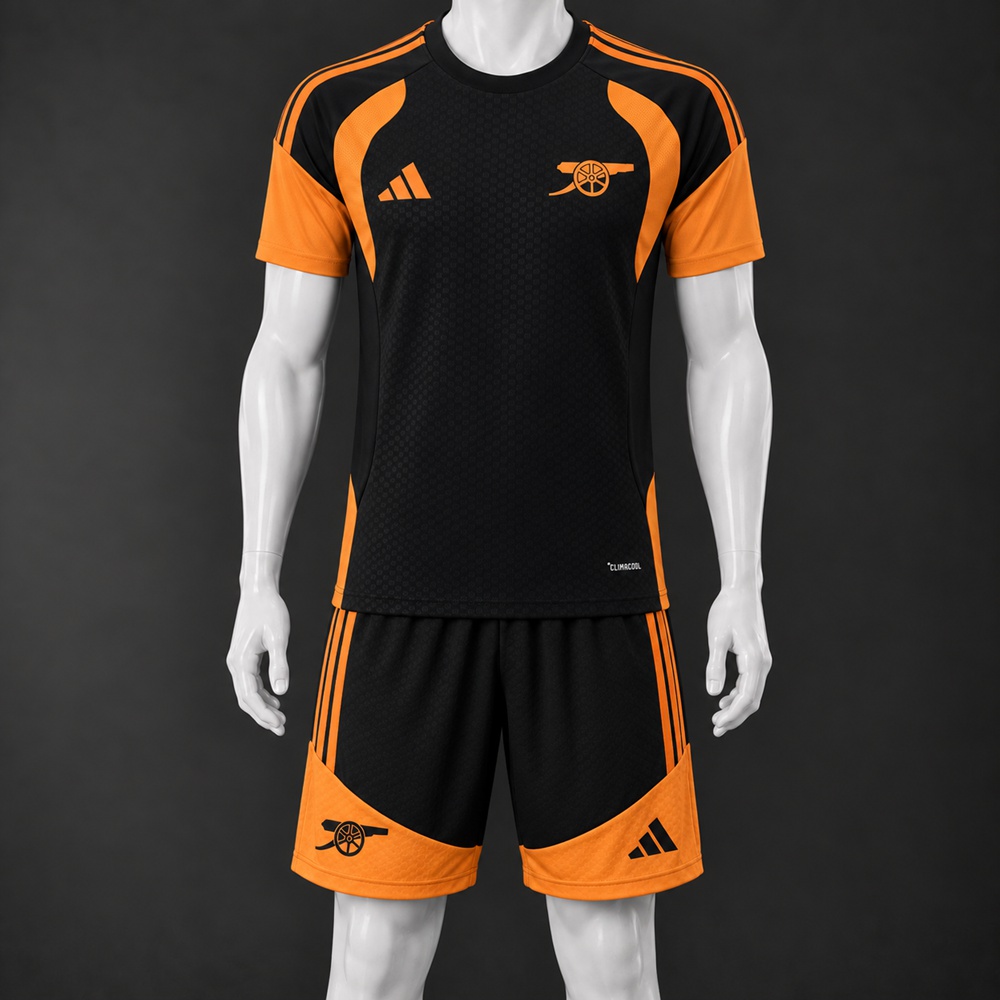 Arsenal 26/27 Black Orange Short-Sleeve Shorts Set1