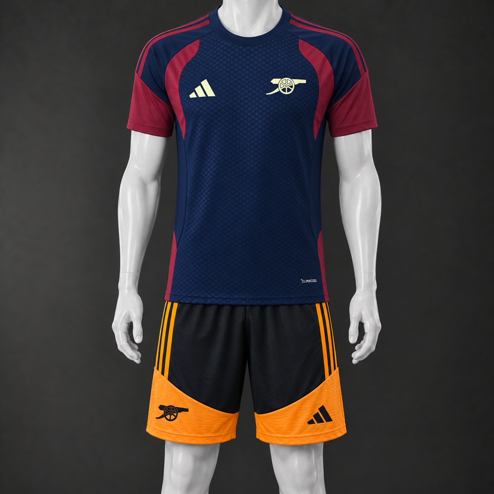 Arsenal 26/27 navy blue burgundy orange short-sleeve shorts set