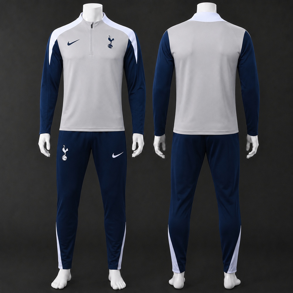 Tottenham 25/26 Grey Navy Half Zip Tracksuit