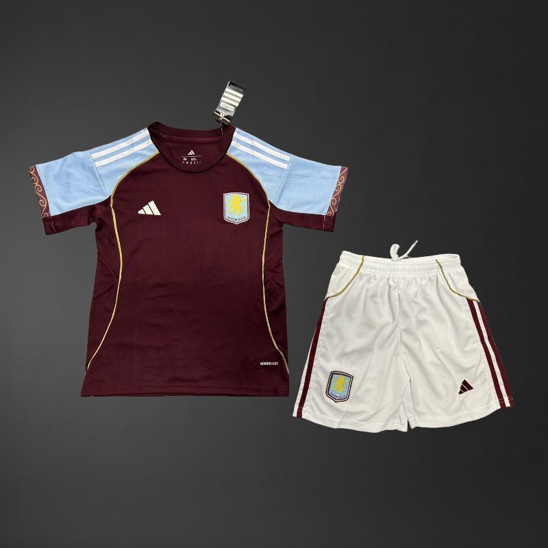 Aston Villa 25/26 Home Kids Kit Jersey