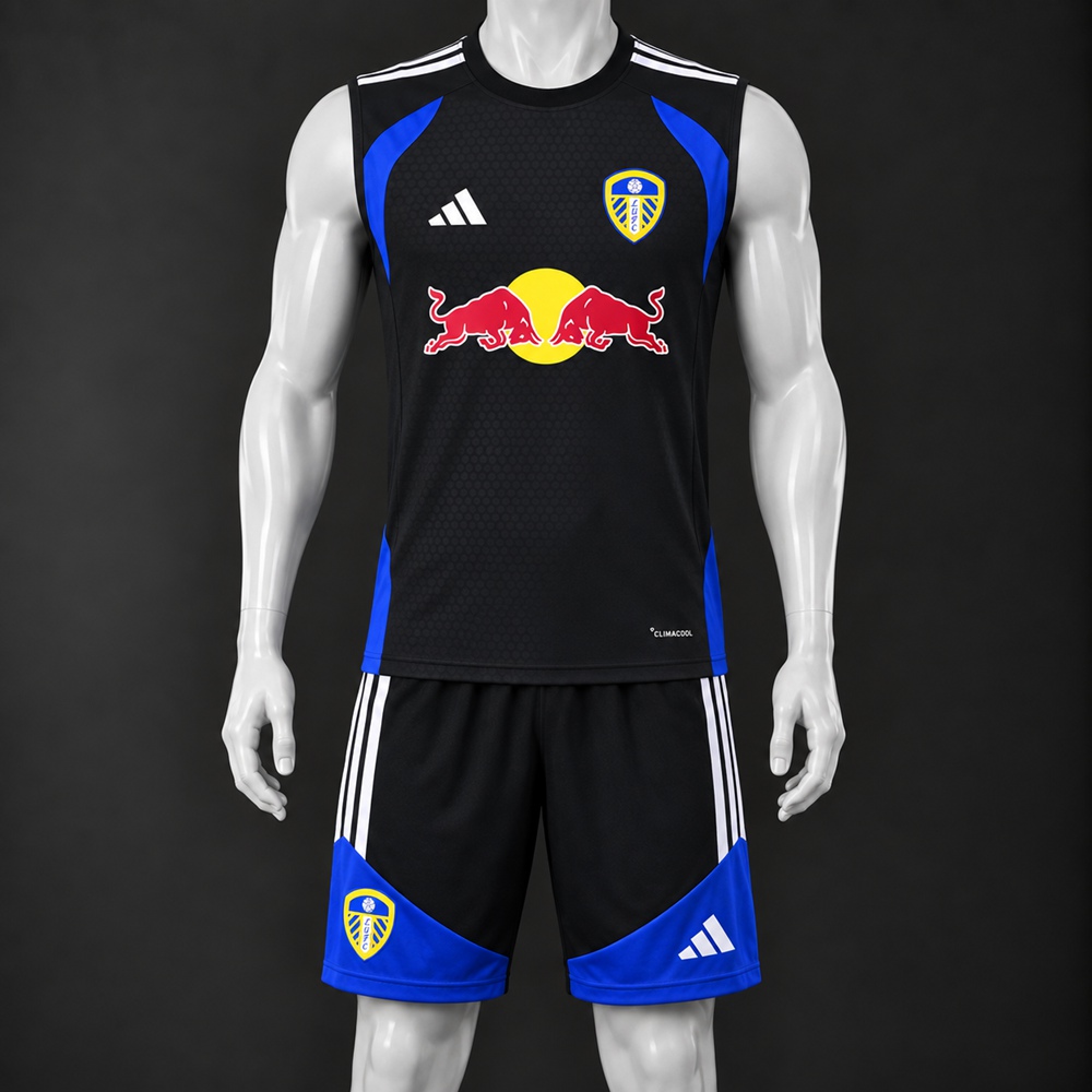 Leeds United 26/27 Black Blue White Training Vest Set