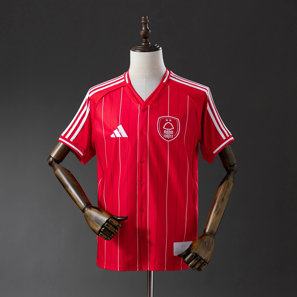 Nottingham Forest 25/26 US Pack Full-Button Baseball Jersey Red