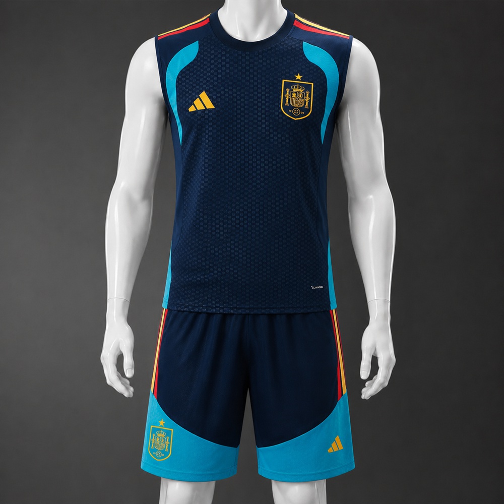 Spain 26/27 Navy Blue Sky Blue Training Vest kit
