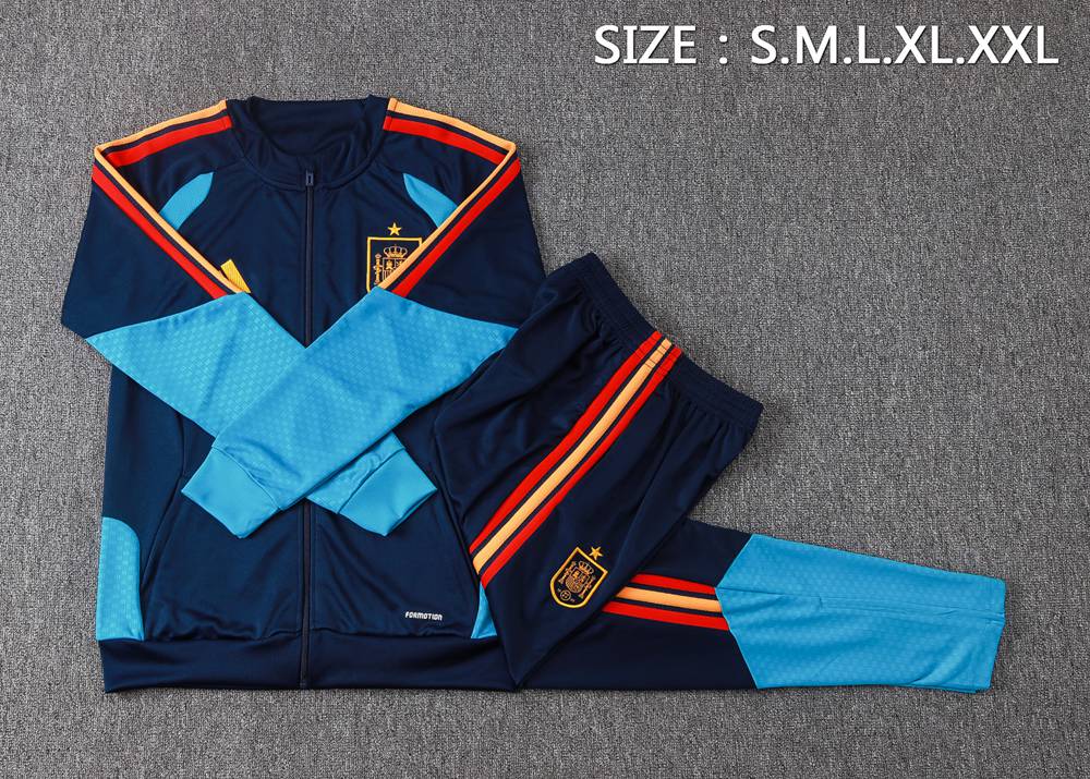Spain 26/27 Navy Blue Cyan Color-Block Jacket Kit Foto 2