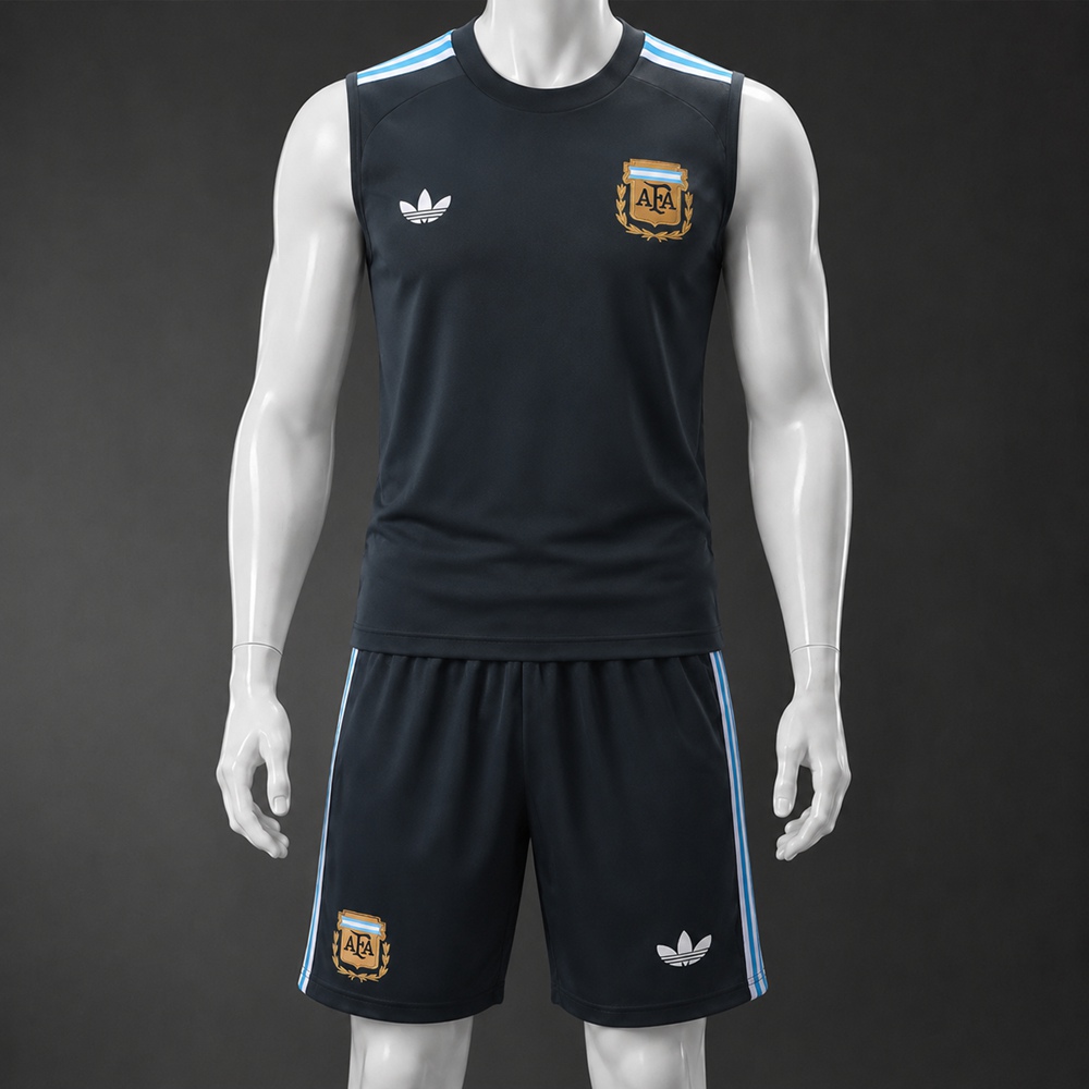 Argentina 25/26 Black Light Blue Training Vest kit