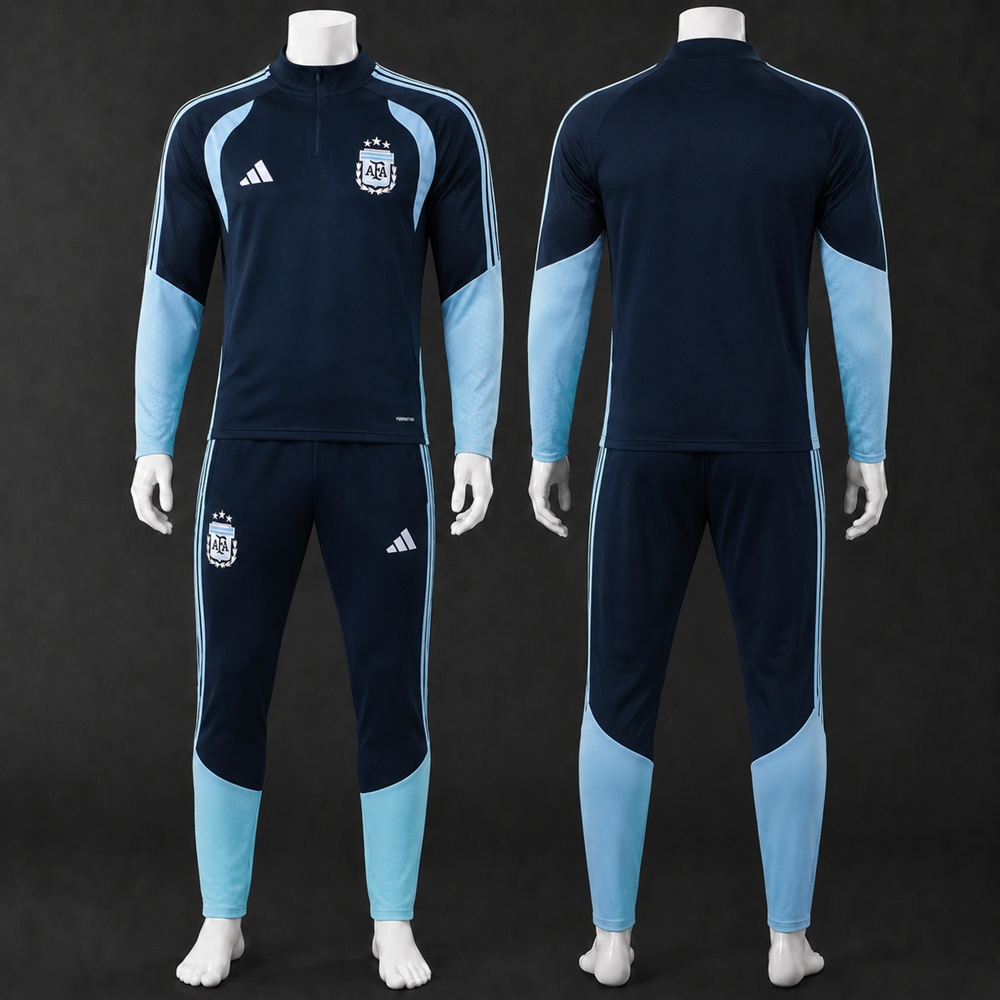 Argentina 26/27 Navy Light Blue Half Zip Tracksuit