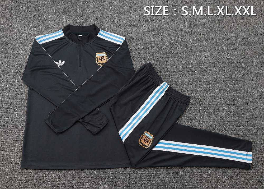 Argentina 25/26 Black Sky Blue Half Zip Tracksuit Foto 2