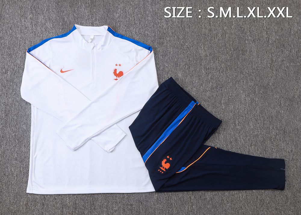 France 26/27 White Navy Half Zip Tracksuit Foto 2