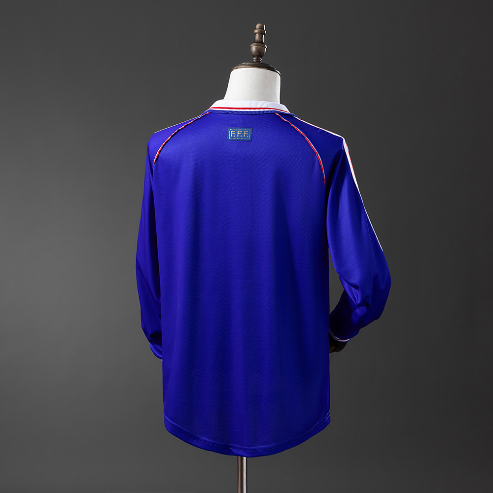 France 1998 Home Long Sleeve Retro Jersey Foto 2
