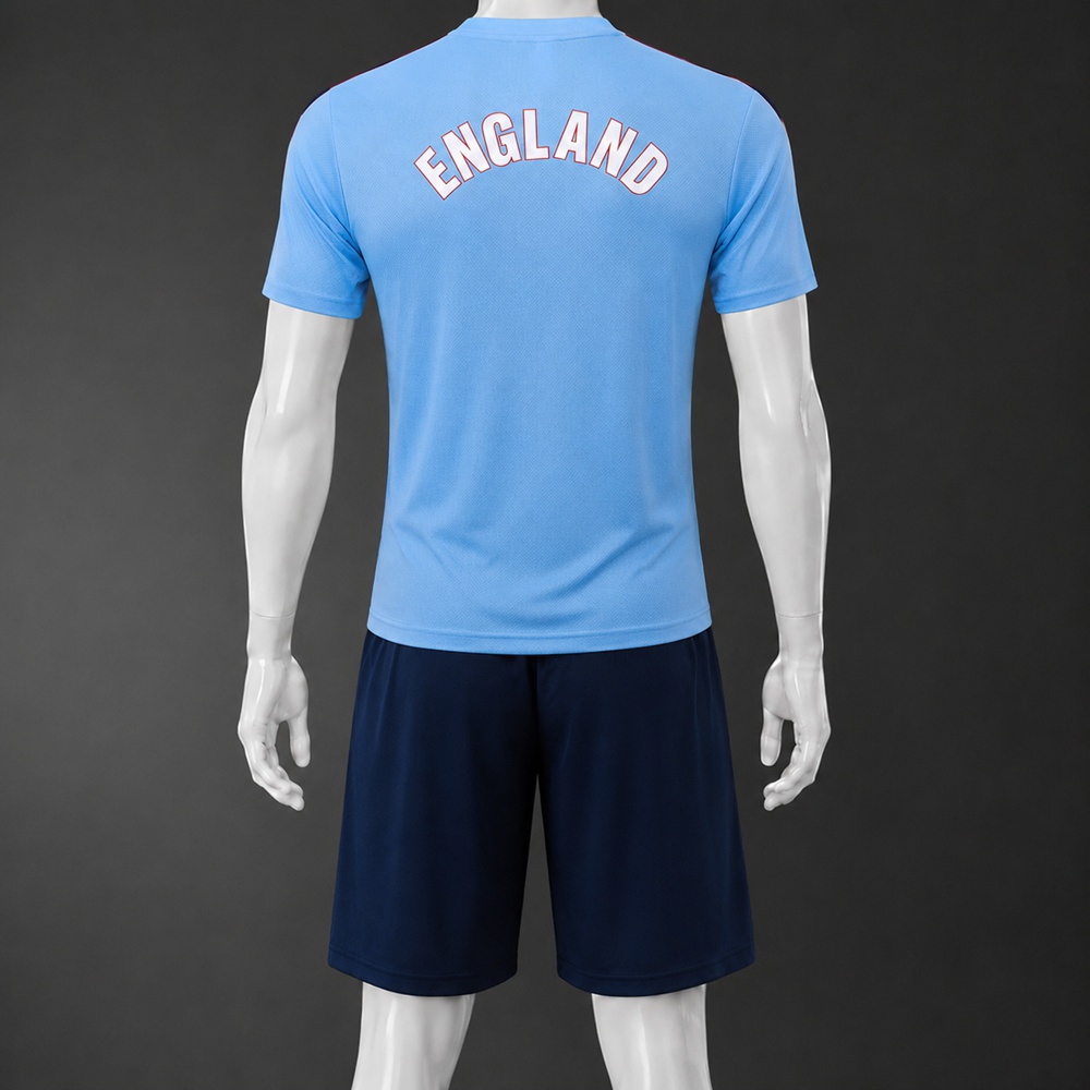 England 26/27 Light Blue Navy Short Sleeve Short Set Foto 2