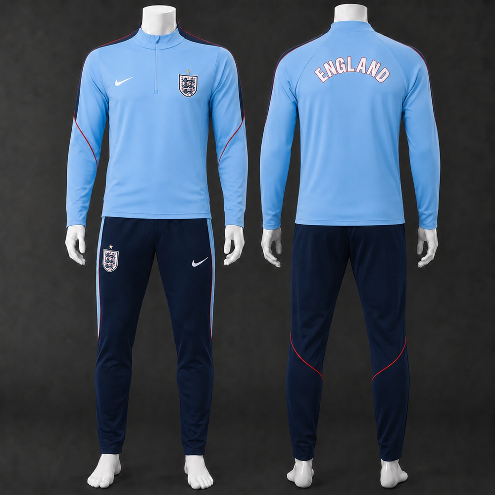 England 26/27 Light Blue Navy Half Zip Tracksuit