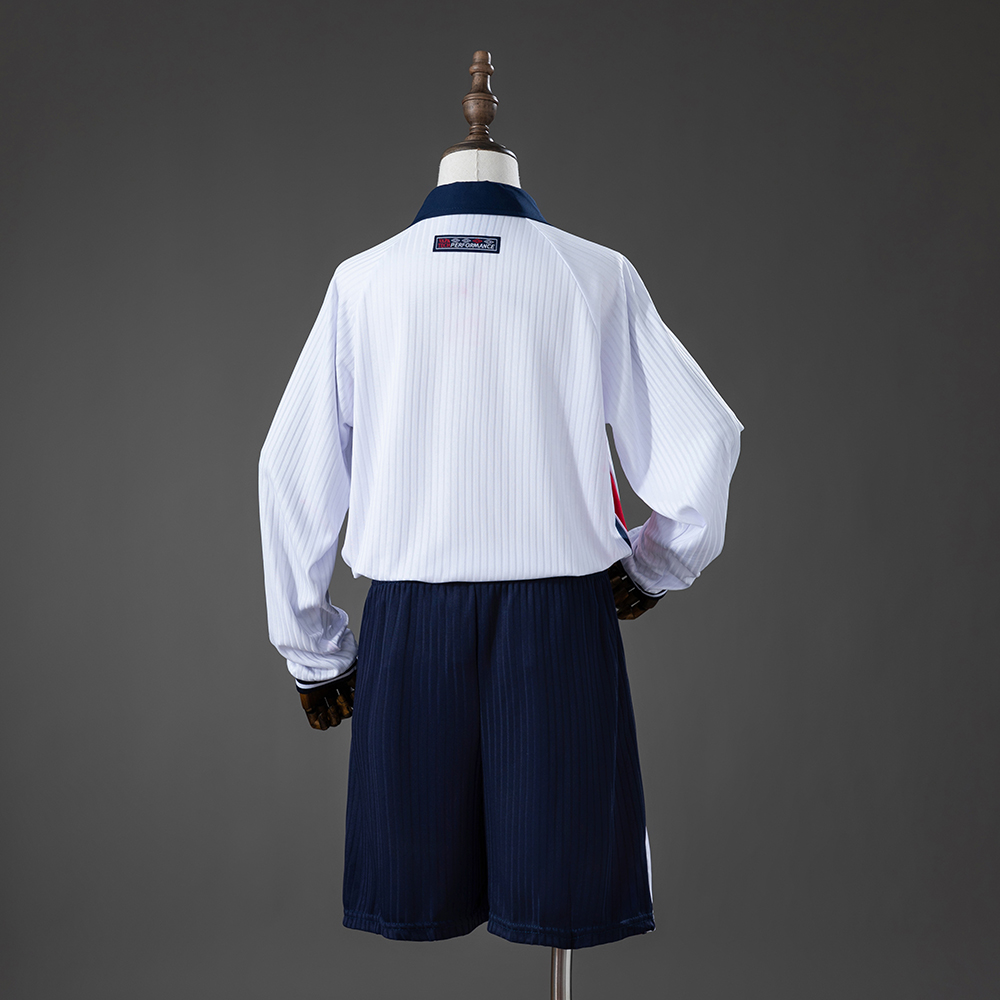 England 1998 Home Retro Long Sleeved Kids Kit Jersey Foto 2