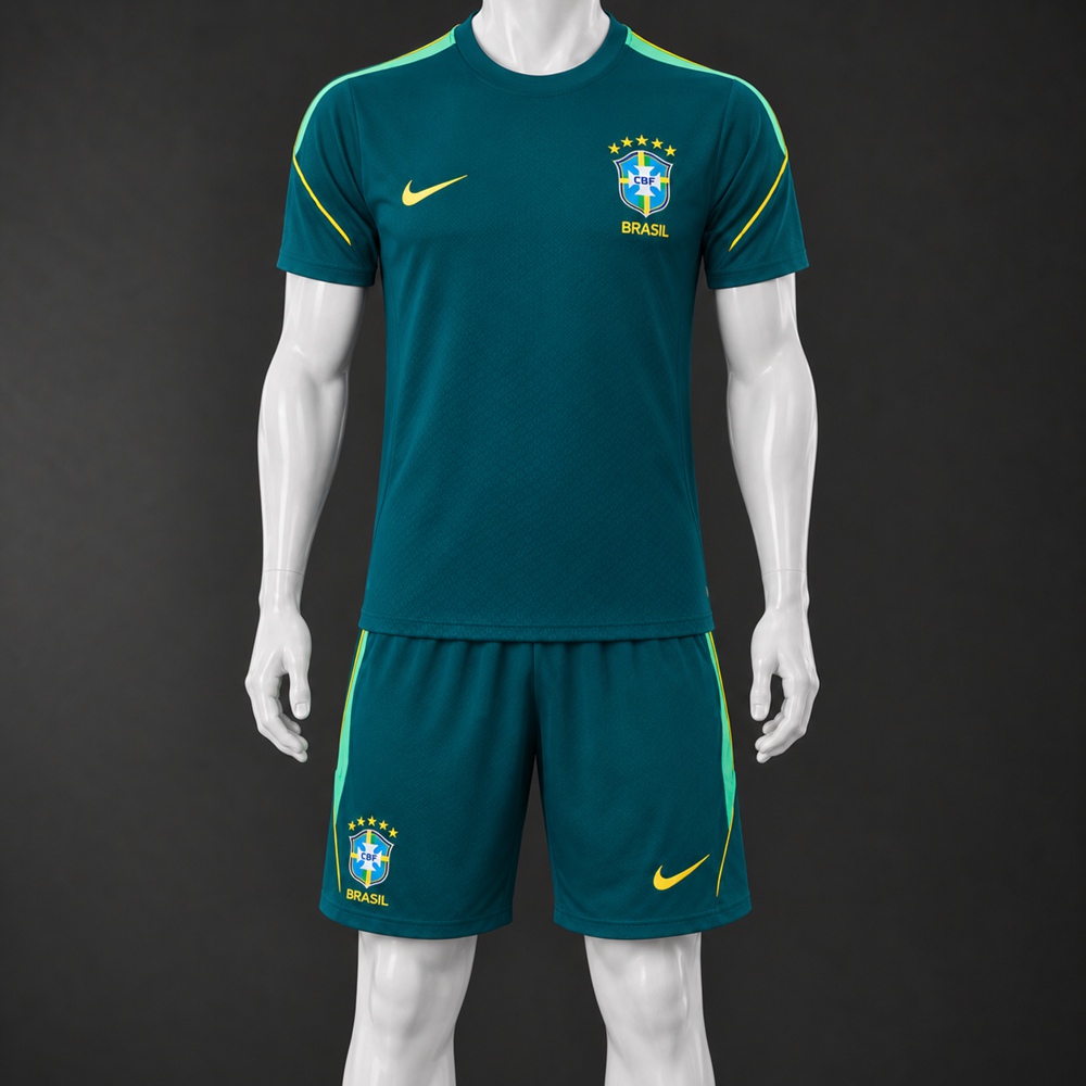 Brazil 26/27 Green Short-Sleeve Shorts Set