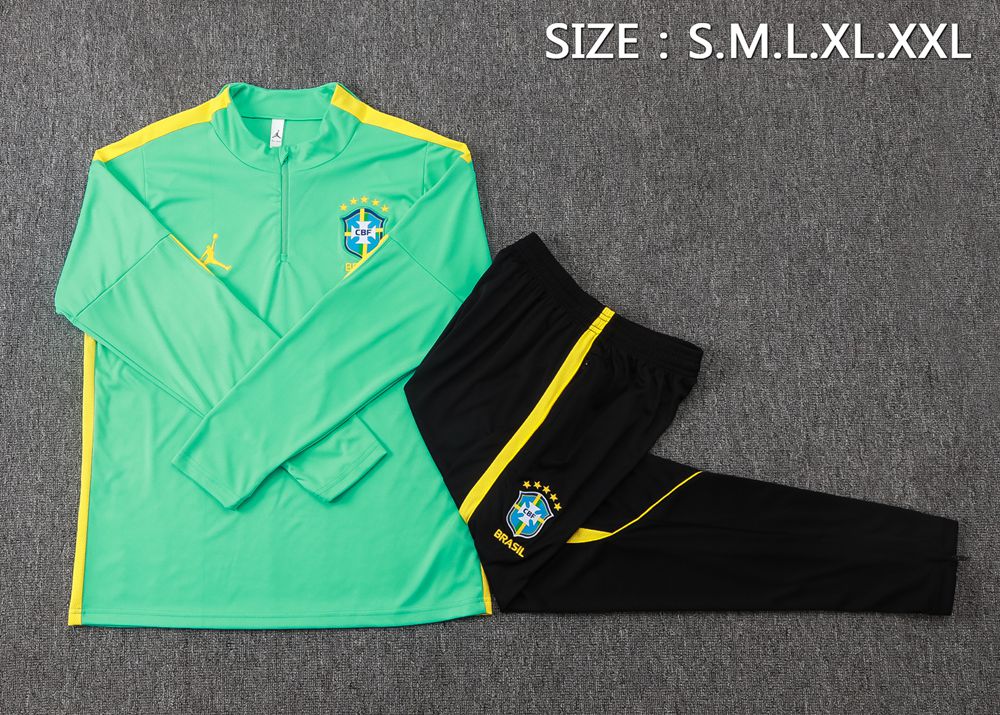 Brazil 26/27 Green Yellow Half Zip Tracksuit Foto 2