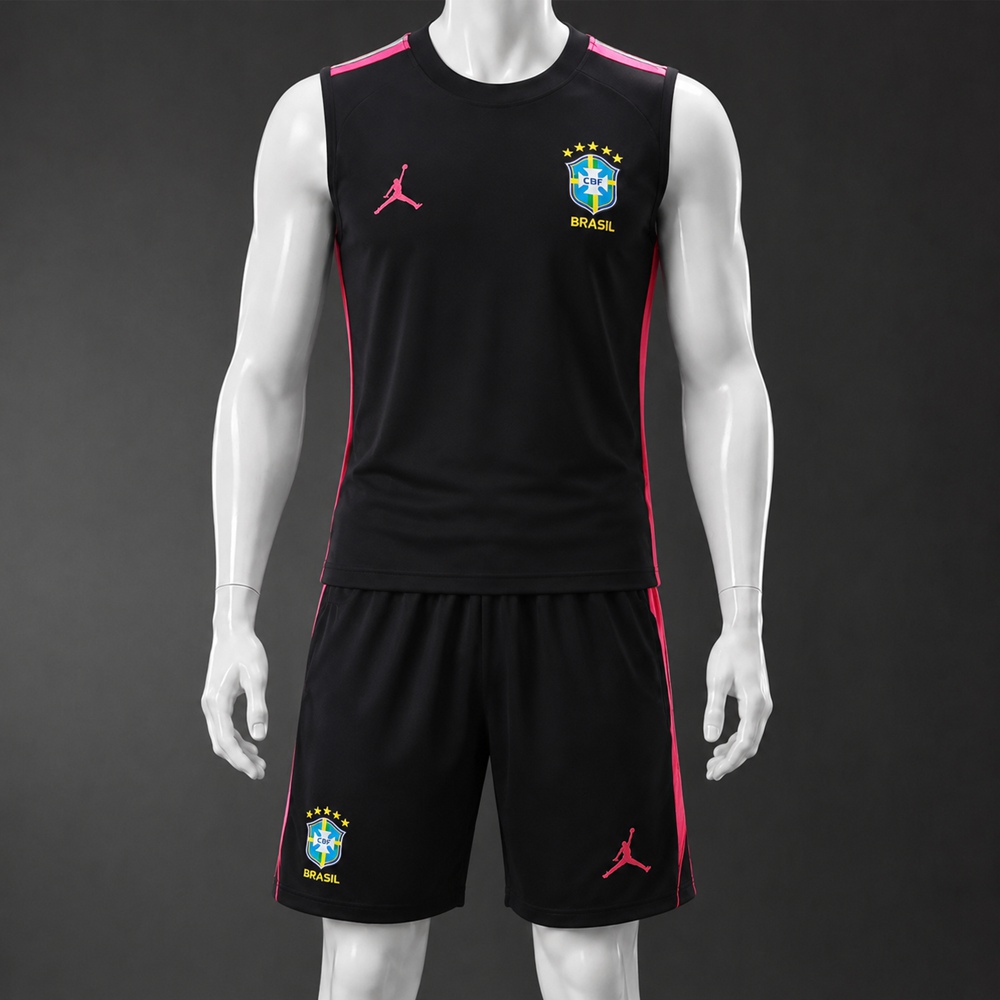 Brazil 26/27 Black Pink Training Vest kit