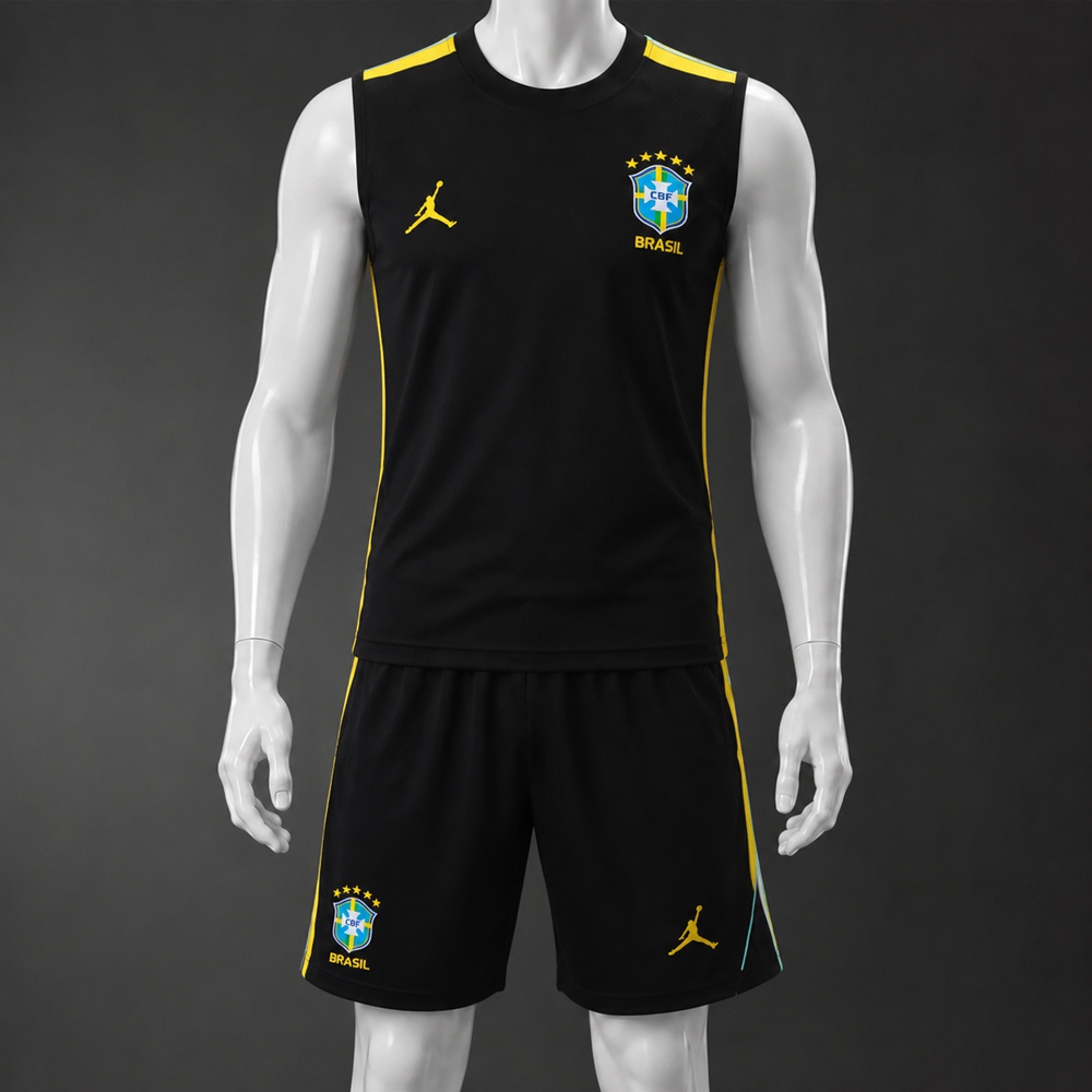 Brazil 26/27 Black Yellow Training Vest kit