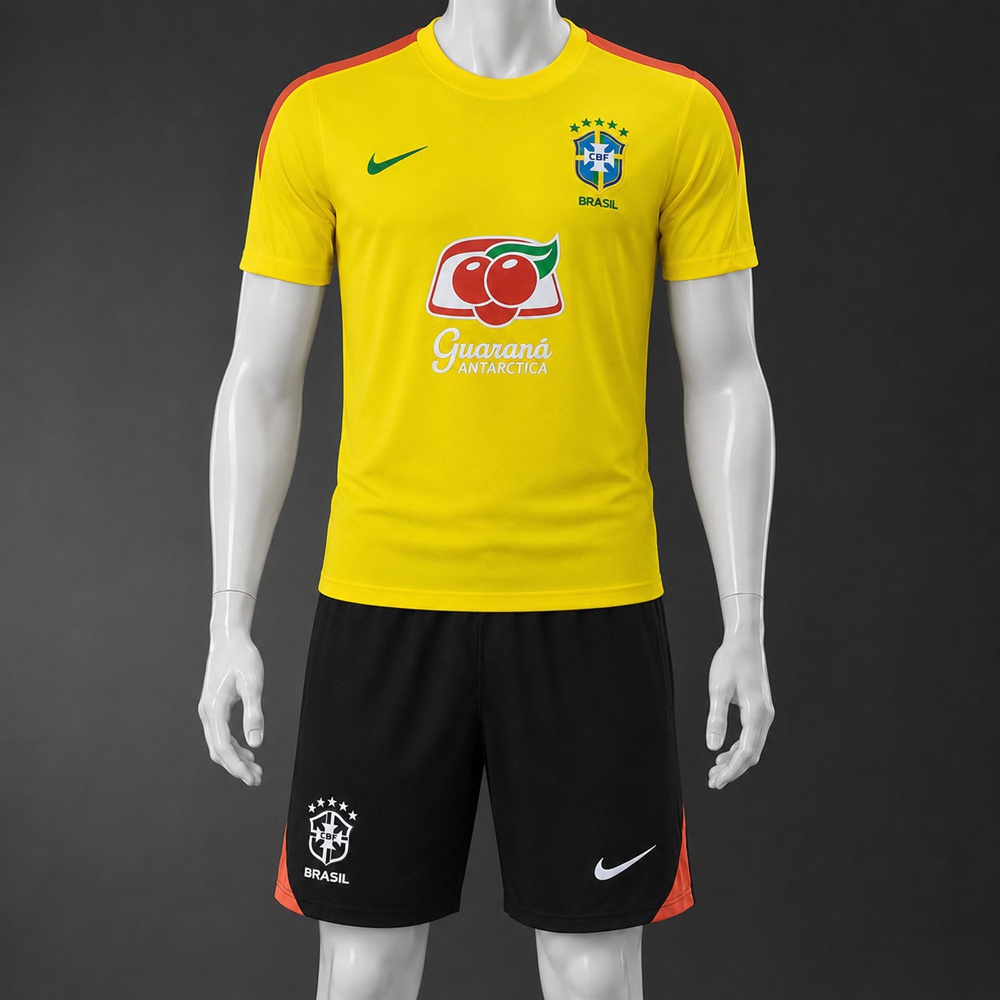 Brazil 25/26 Yellow Black Short Sleeve Short Set