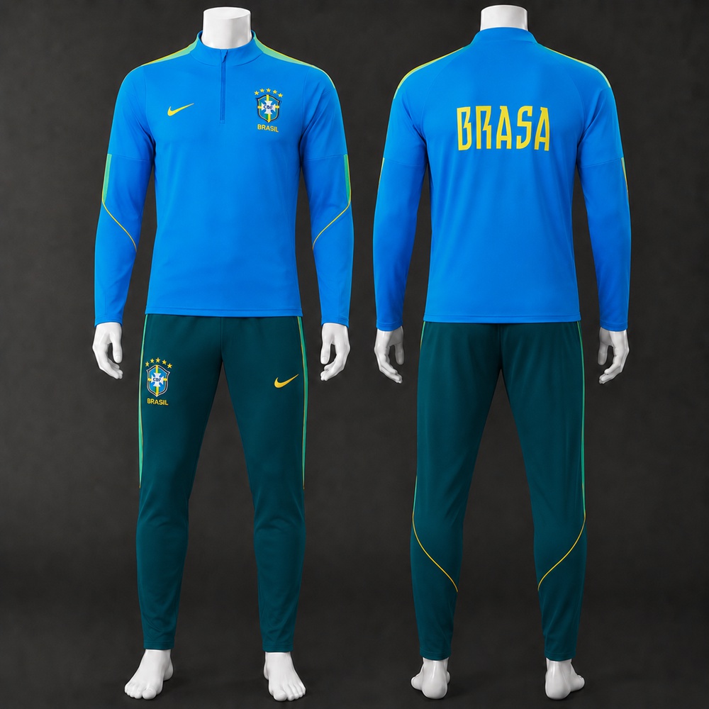 Brazil 26/27 Blue Teal Half Zip Tracksuit