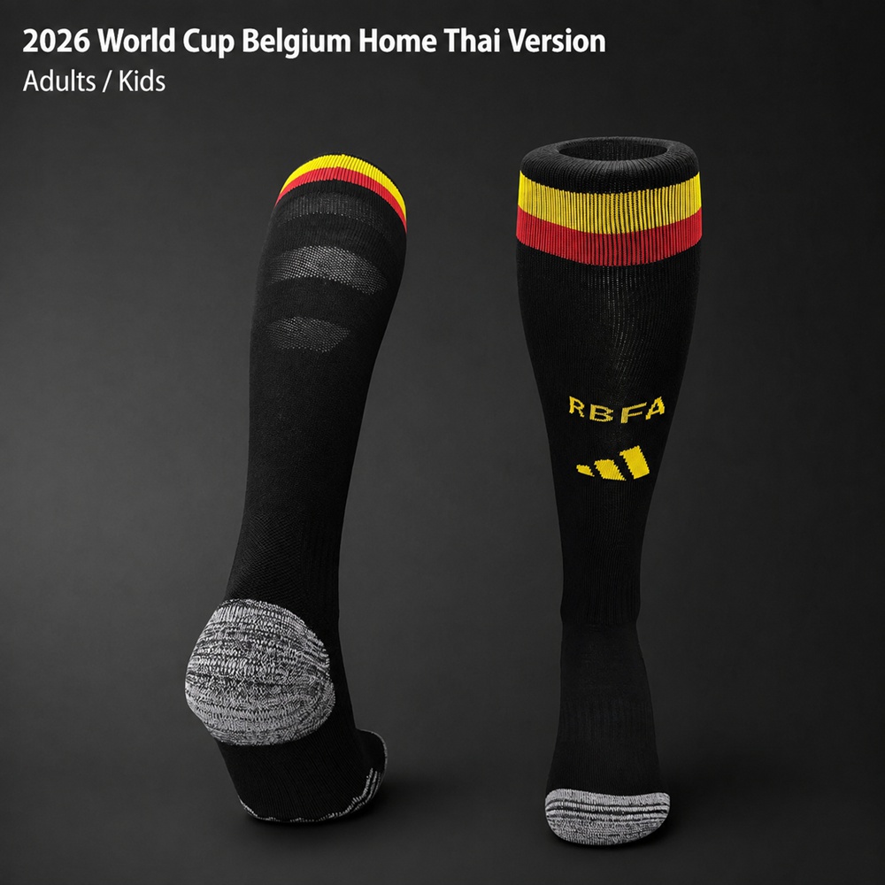 Belgium 2026 World Cup Home Thai Version Adults-Kids Black Yellow Red