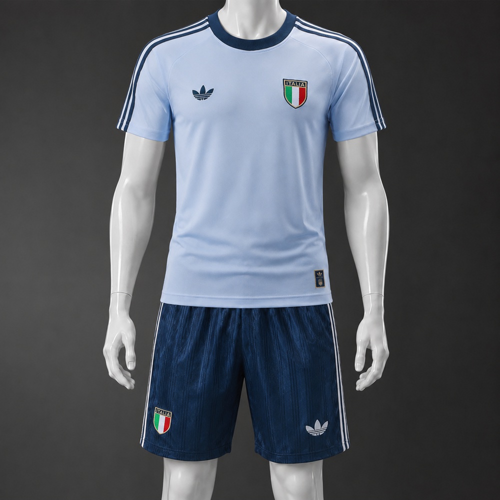 Italy 26/27 Light Blue Dark Blue Short Sleeve Short Set