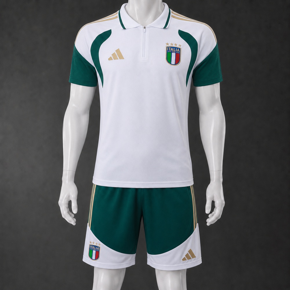 Italy 26/27 White Green Polo Short Sleeve Short Set