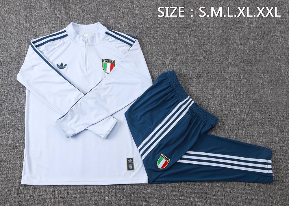 Italy 26/27 Light Blue Navy Retro Half Zip Tracksuit Foto 2