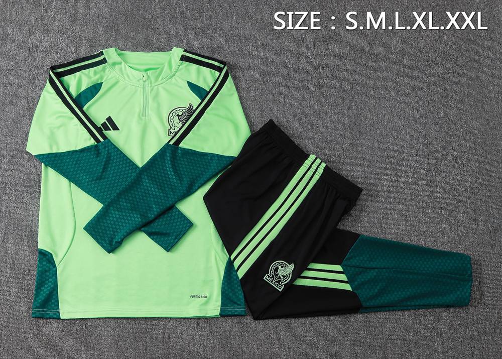 Mexico 26/27 Light Green Dark Green Half Zip Tracksuit Foto 2