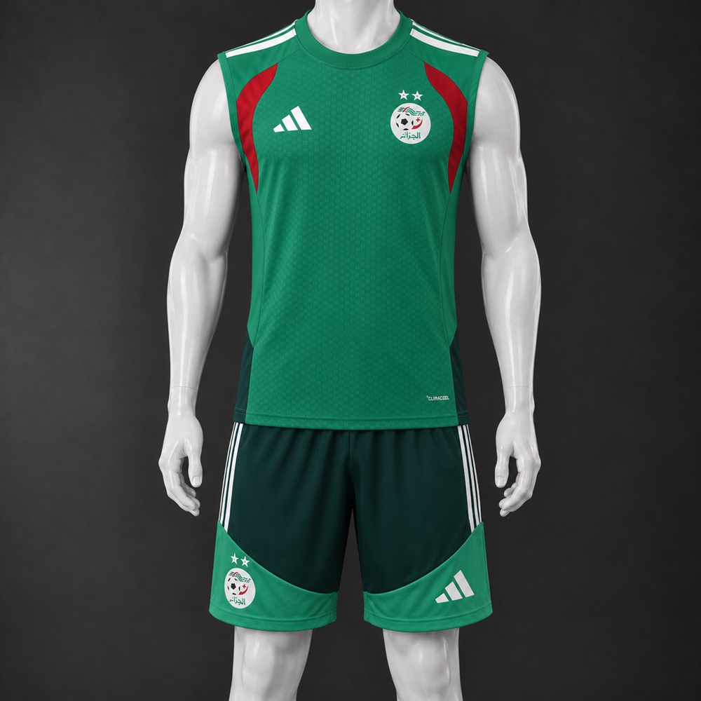 Algeria 26/27 Green Dark Green White Red Training Vest Set