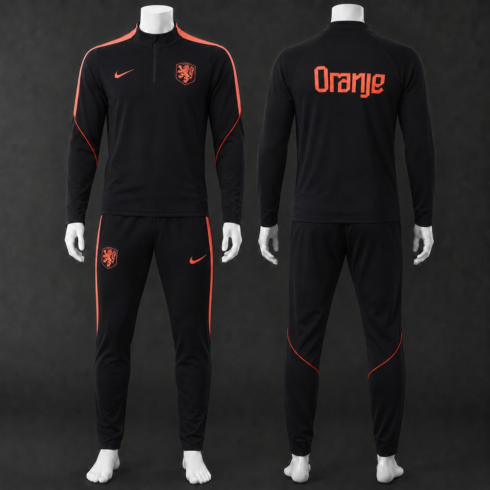 Netherlands 26/27 Black Half Zip Tracksuit