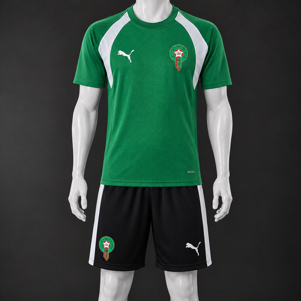 Morocco 26/27 green black white short-sleeve shorts set