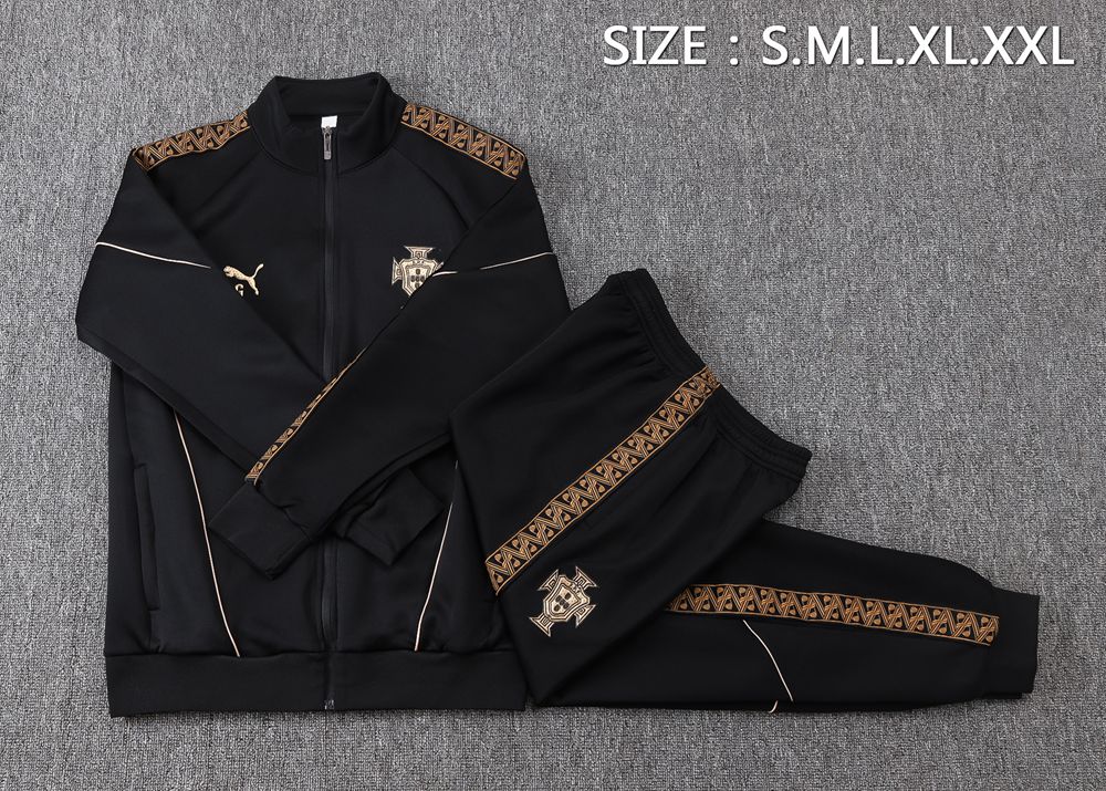 Portugal 26/27 Black Gold Retro Jacket Kit Foto 2