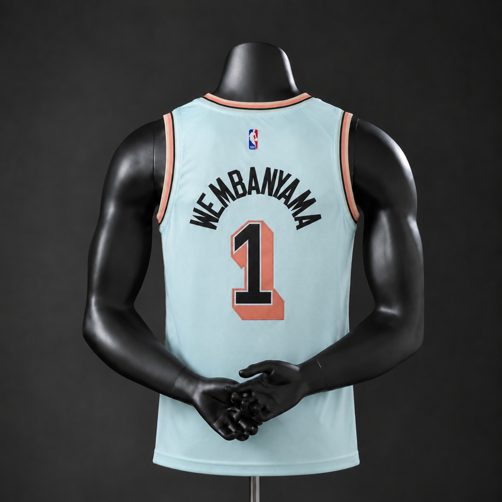 San Antonio Spurs City Edition Wembanyama #1 NBA Jersey Embroidered Version Foto 2