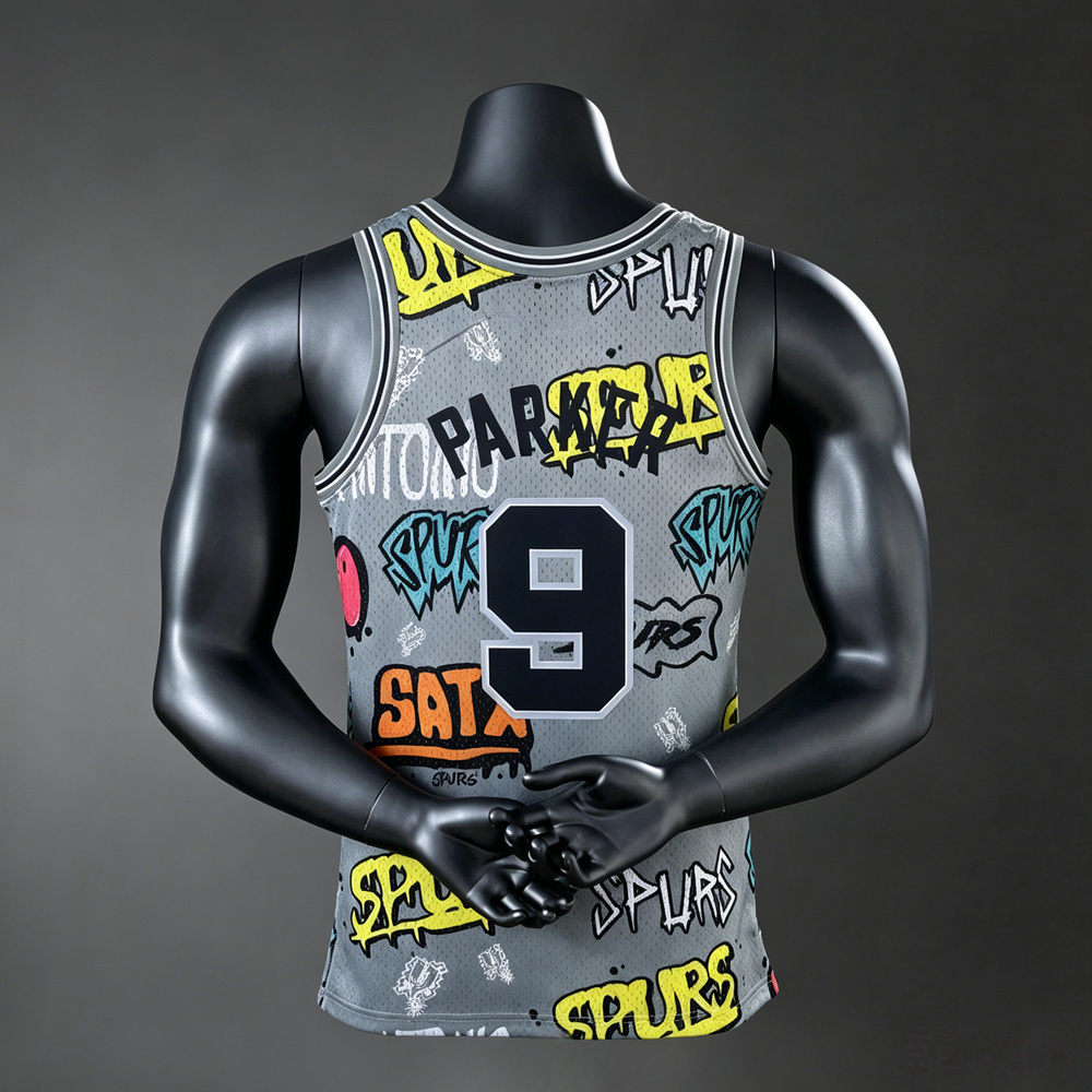 San Antonio Spurs Retro Edition Parker #9 NBA Jersey Silk Version Foto 2