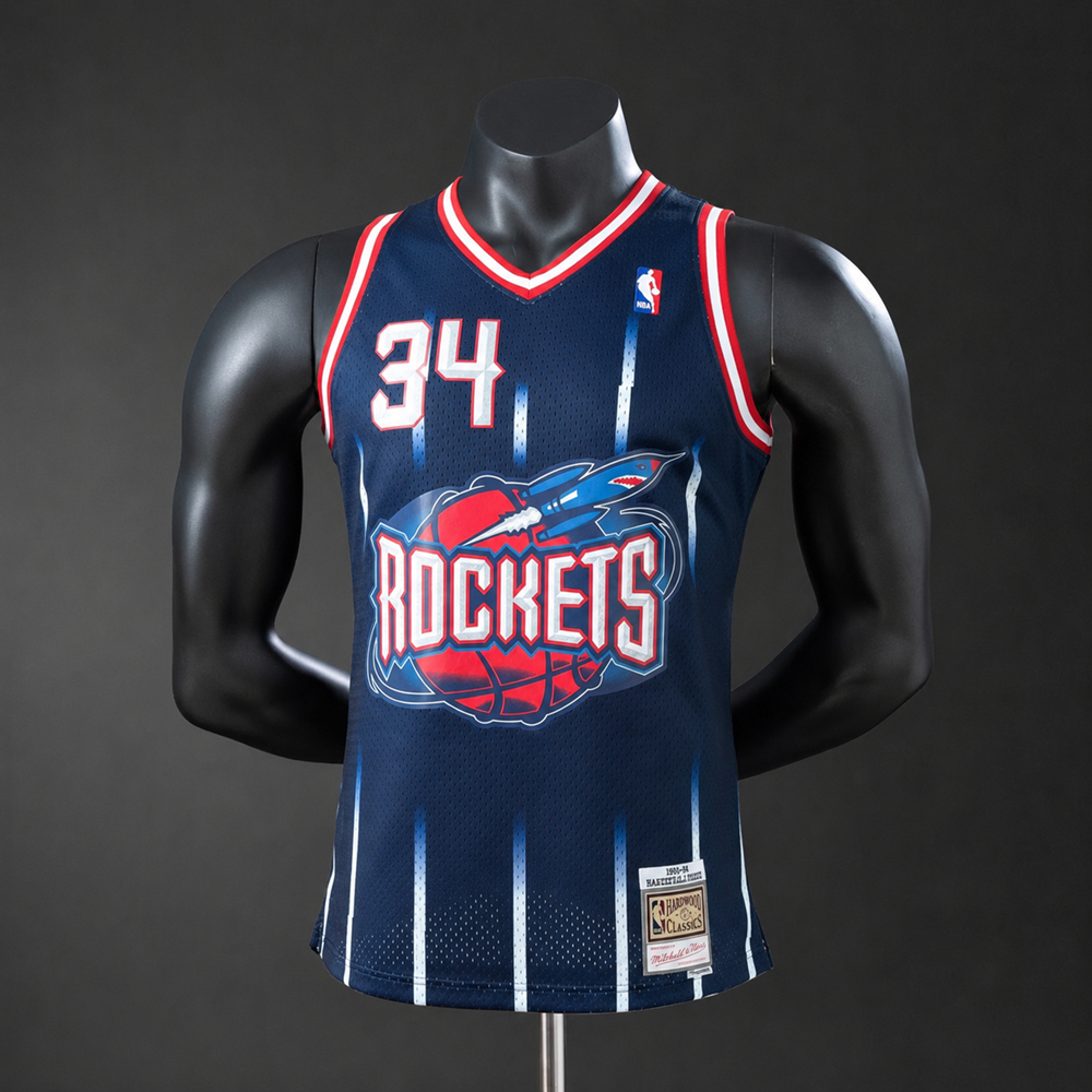 Houston Rockets  Hardwood Classics Olajuwon #34 NBA Jersey Silk Version