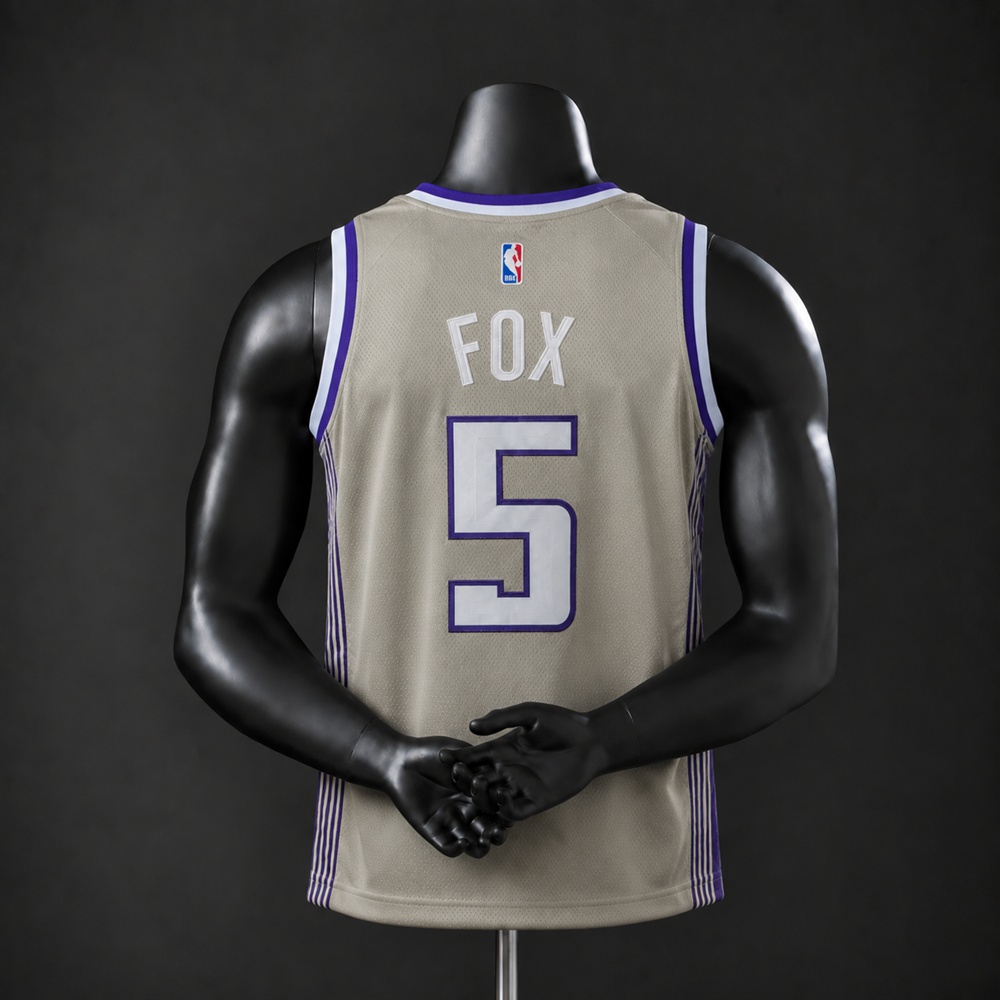 Sacramento Kings City Edition De'Aaron Fox #5 NBA Jersey Embroidered Version Foto 2