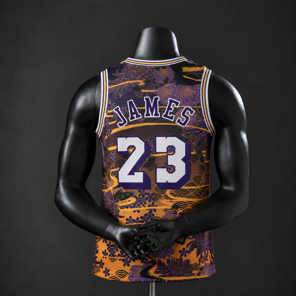Los Angeles Lakers Hardwood Classics Edition LeBron James #23 NBA Jersey Embroidered Version Foto 2