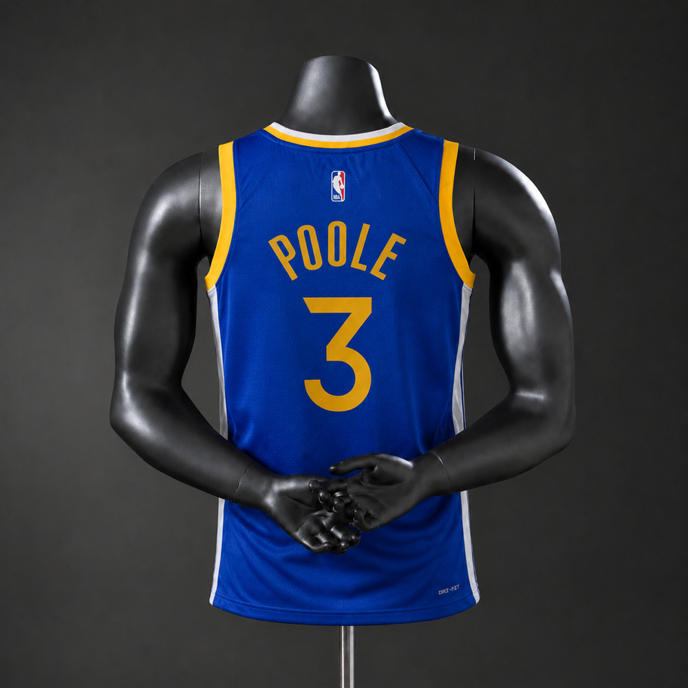 Golden State Warriors Icon Edition Poole #3 NBA Jersey Silk Version Foto 2