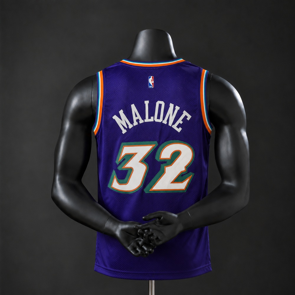 Utah Jazz Hardwood Classics Malone #32 NBA Jersey Embroidered Version Foto 2