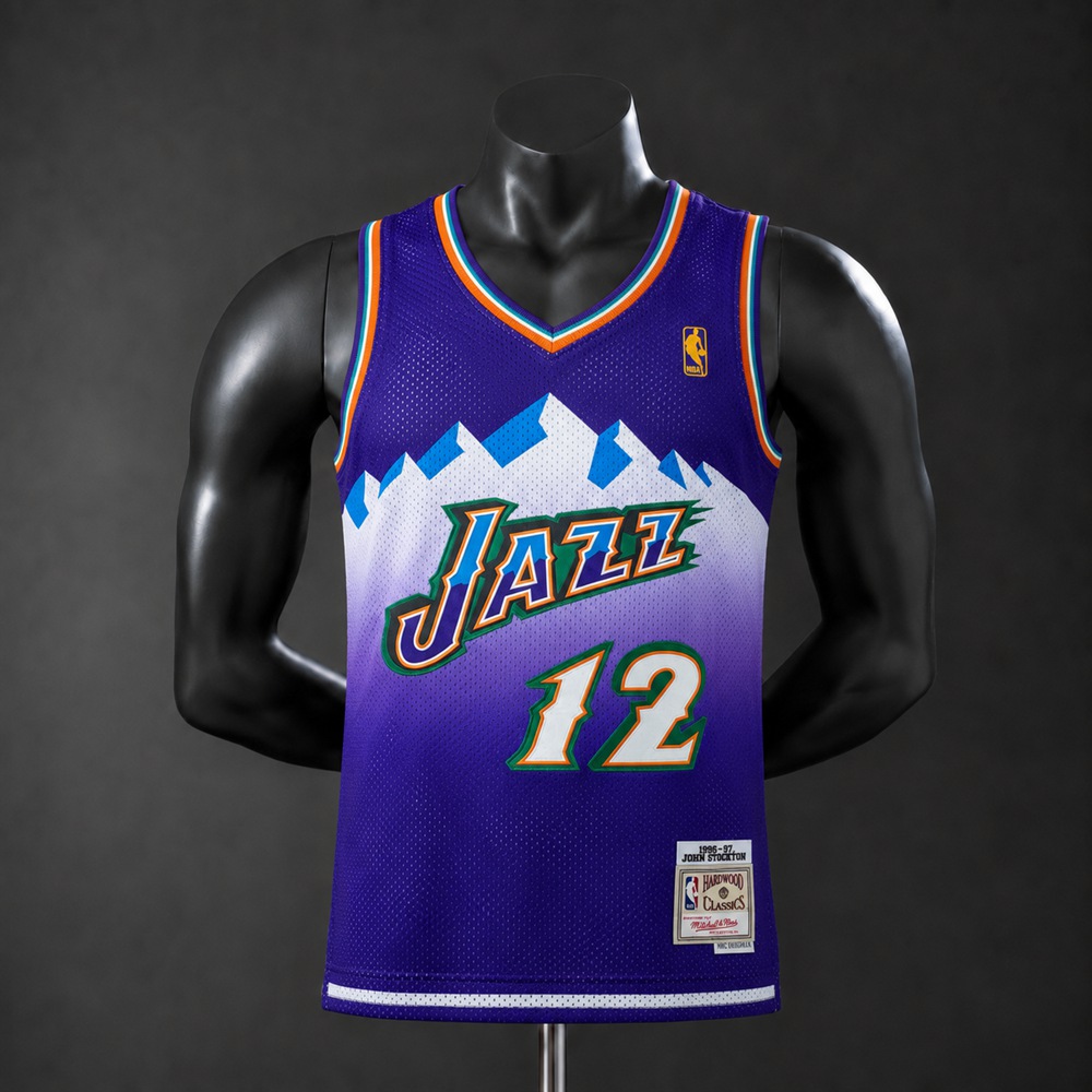 Utah Jazz Hardwood Classics Stockton #12 NBA Jersey Embroidered Version