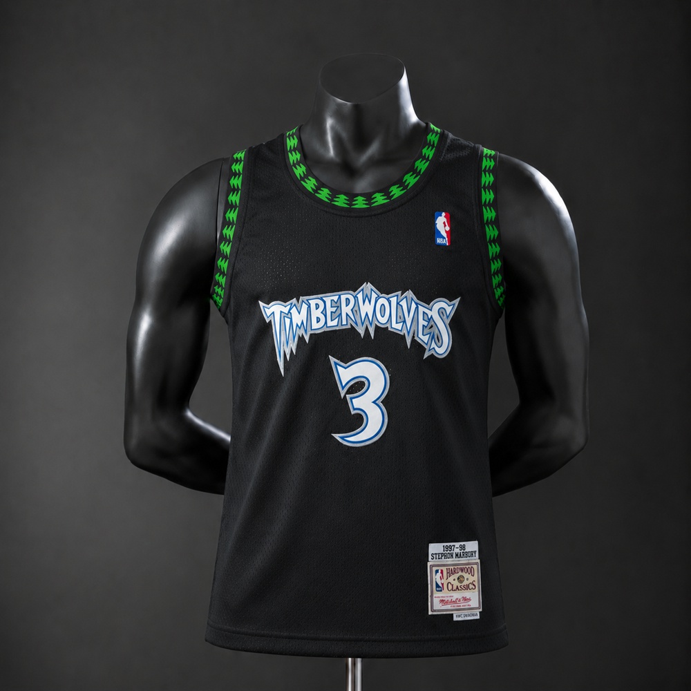 Minnesota Timberwolves Hardwood Classics Marbury #3 NBA Jersey Embroidered Version