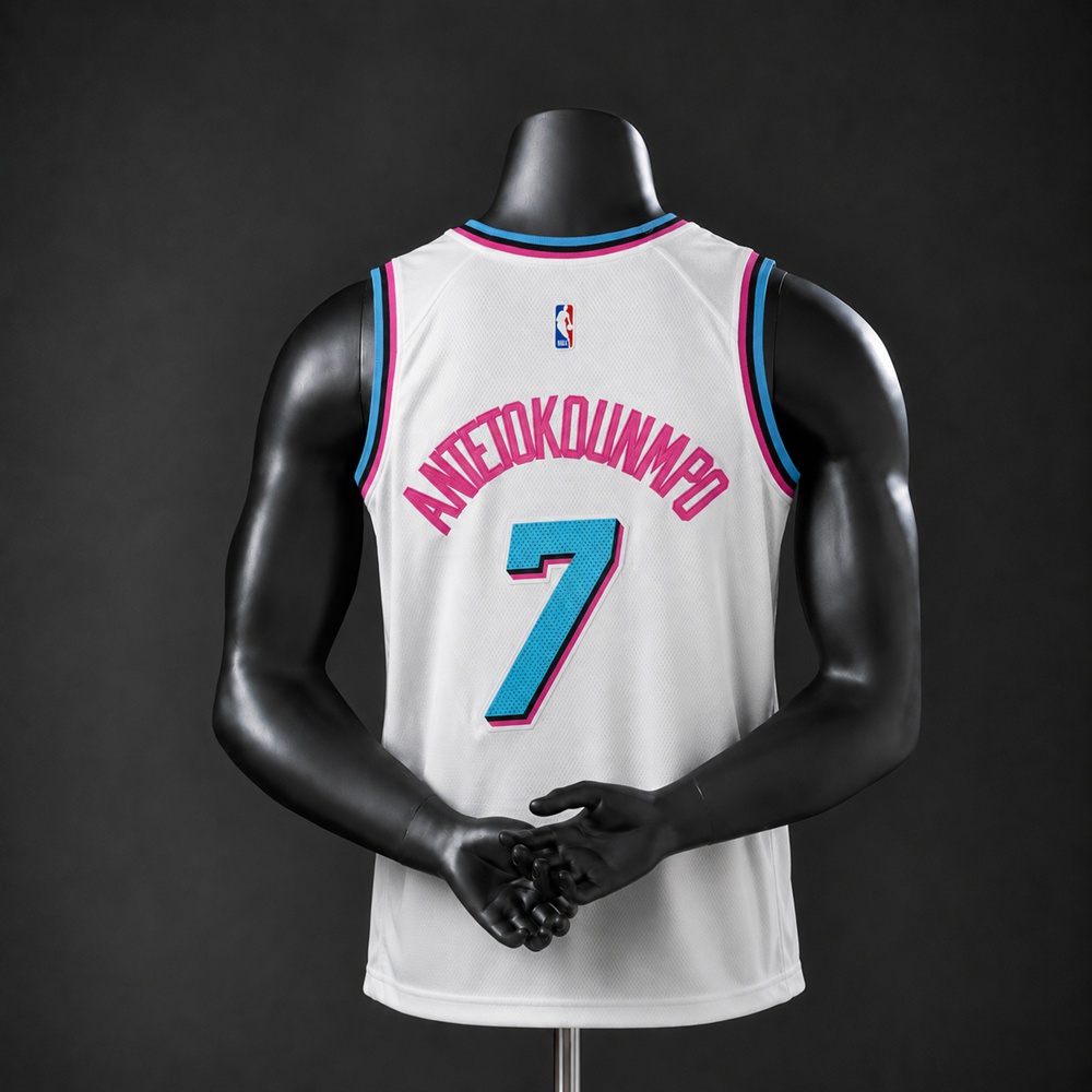 Miami Heat Original Vice Edition Giannis Antetokounmpo #7 NBA Jersey Embroidered Version Foto 2