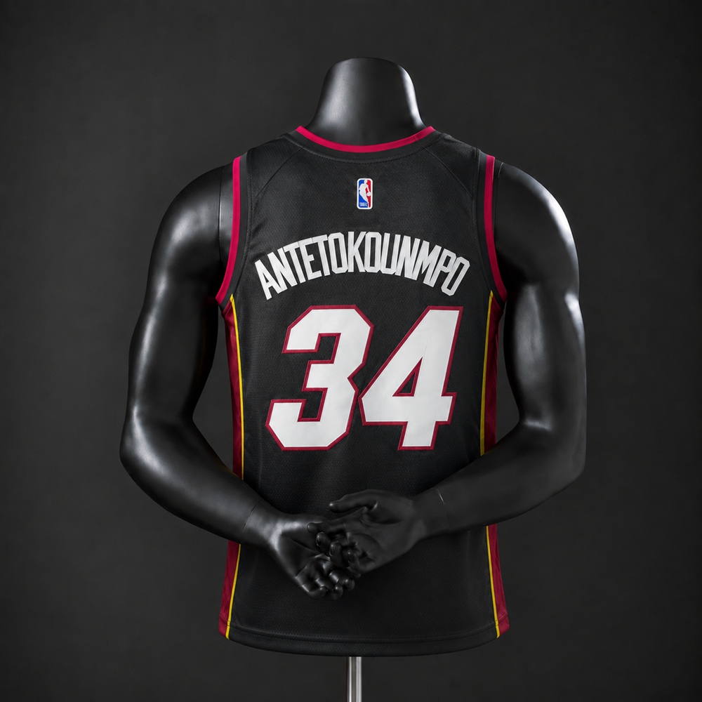 Miami Heat Icon Edition Giannis Antetokounmpo #34 NBA Jersey Embroidered Version Foto 2